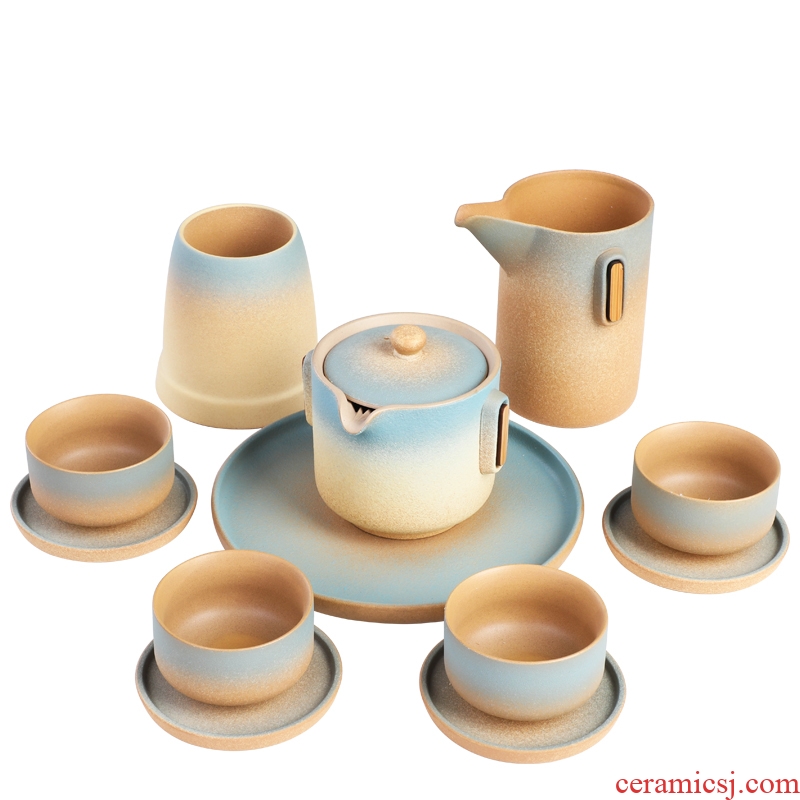 Bo yiu-chee Japanese coarse pottery kung fu tea set household ceramic teapot teacup of a complete set of gift set tea gift boxes