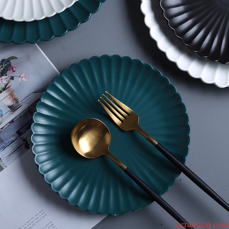 Nordic ceramic disc beefsteak dish home plate plate of creative move web celebrity breakfast tray was jingdezhen tableware