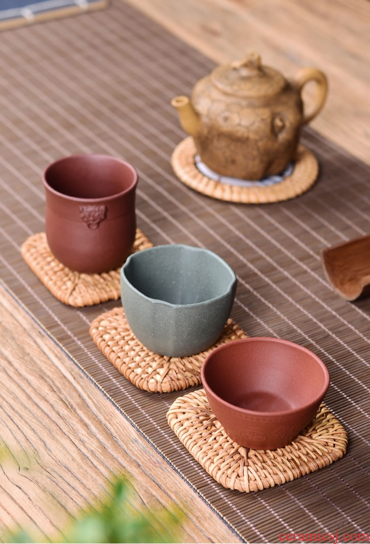 Yixing purple sand pottery and porcelain kung fu noggin suit household use sample tea cup to build single tea tea set hat to master