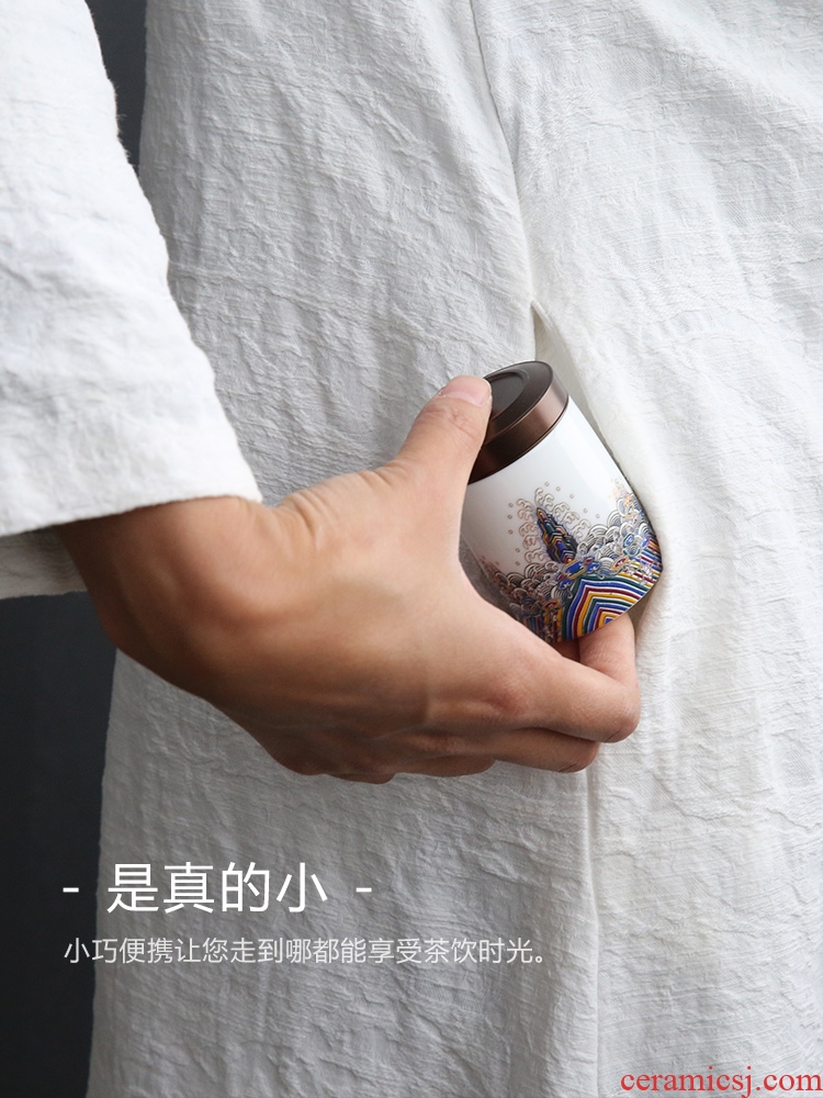 Accompanying ceramic small caddy fixings enameled tin tea urn cover travel portable sealed storage pot home fragrance