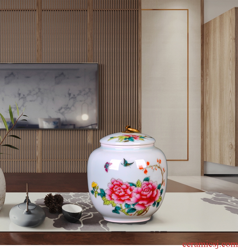Jingdezhen ceramics round candy storage tank caddy fixings furnishing articles sitting room ark, home decoration decoration