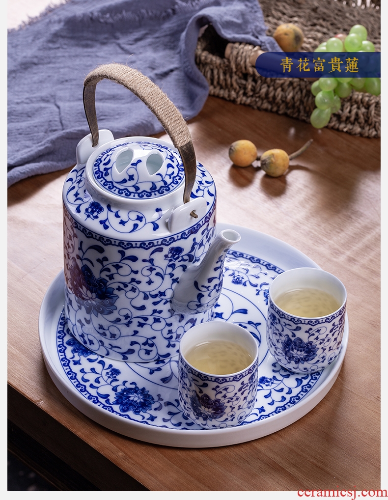 Circular tray tea tray, ceramics jingdezhen porcelain tea sets tea tray was domestic large - sized ceramic dish of tea accessories