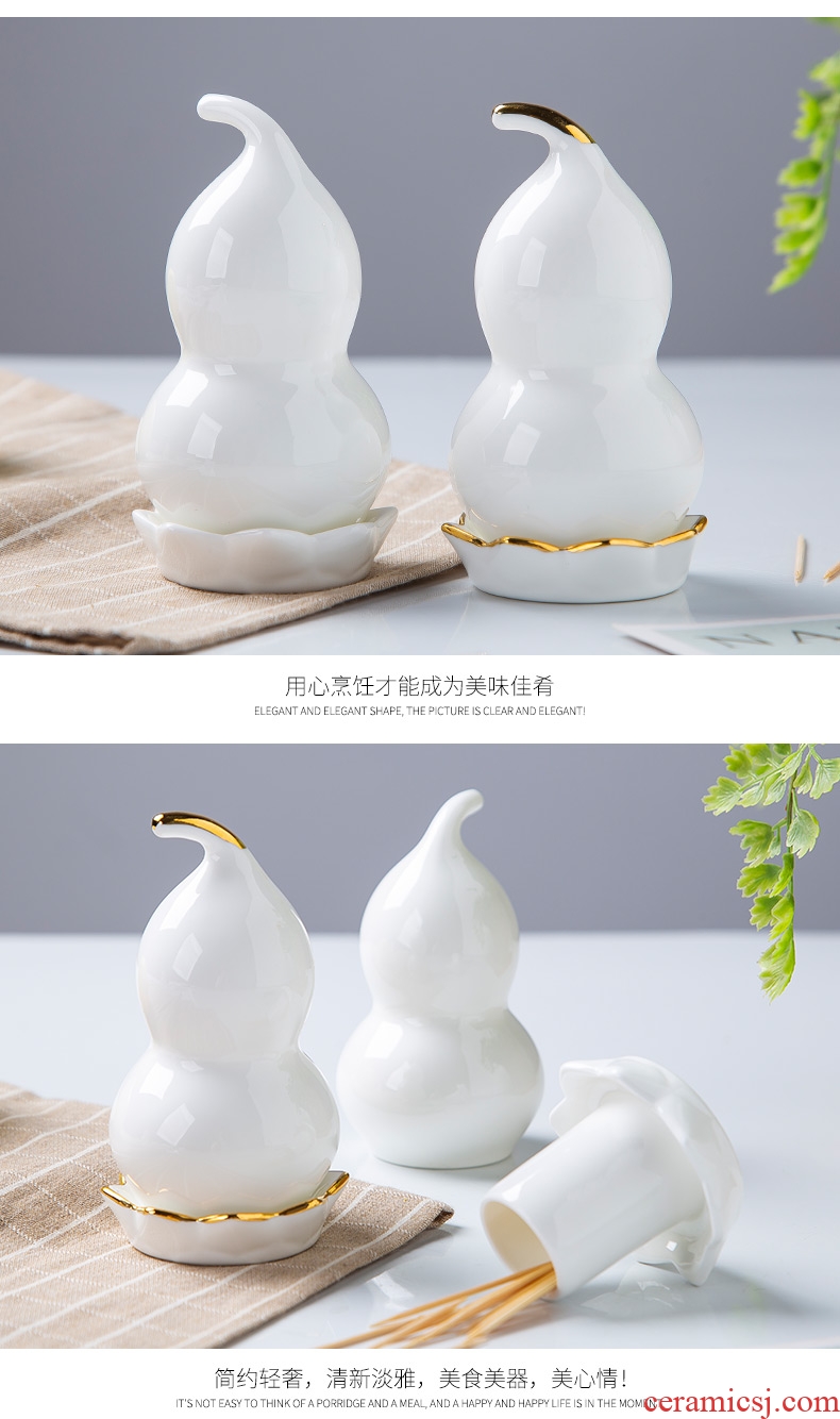 Home restaurant ceramic toothpicks extinguishers pure white fashion up phnom penh ipads porcelain tooth sign/toothpick box of creative gourd toothpicks
