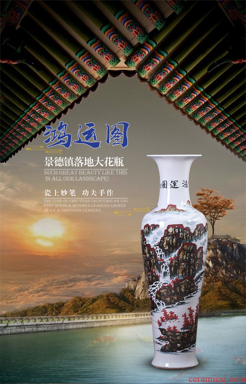 Jingdezhen ceramics hand - made bonanza figure of large vases, new Chinese style hotel furnishing articles housewarming gift ornament
