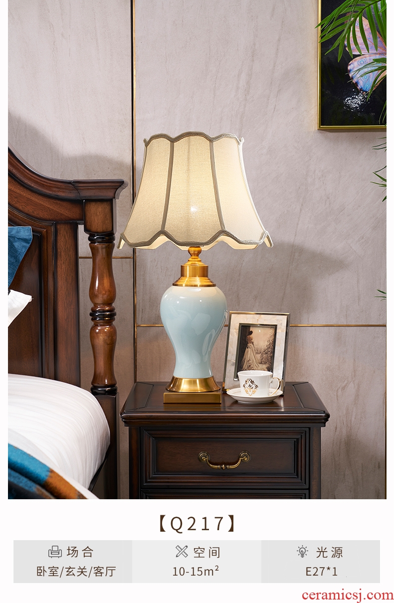 For three full American cooper study adornment lamp manual ceramic sitting room of Europe type restoring ancient ways of the big desk lamp of bedroom the head of a bed