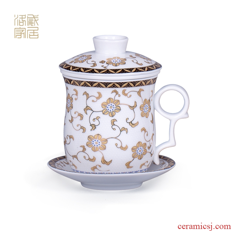 Blower belt filter cups of jingdezhen ceramic tea set home office separation large capacity tea tea cup