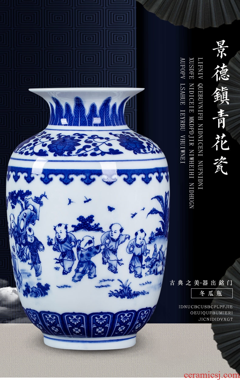 Jingdezhen ceramics antique blue and white porcelain vase lad idea gourd bottle sitting room adornment Chinese TV ark, furnishing articles