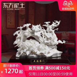 Oriental clay ceramic flower is placed what Chinese style living room party decorations version into gifts/five blessings