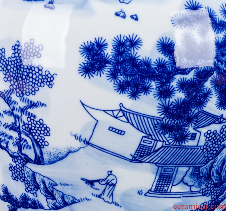 Jingdezhen blue and white porcelain vases, flower arrangement sitting room of Chinese style household ceramics study adornment handicraft furnishing articles gifts