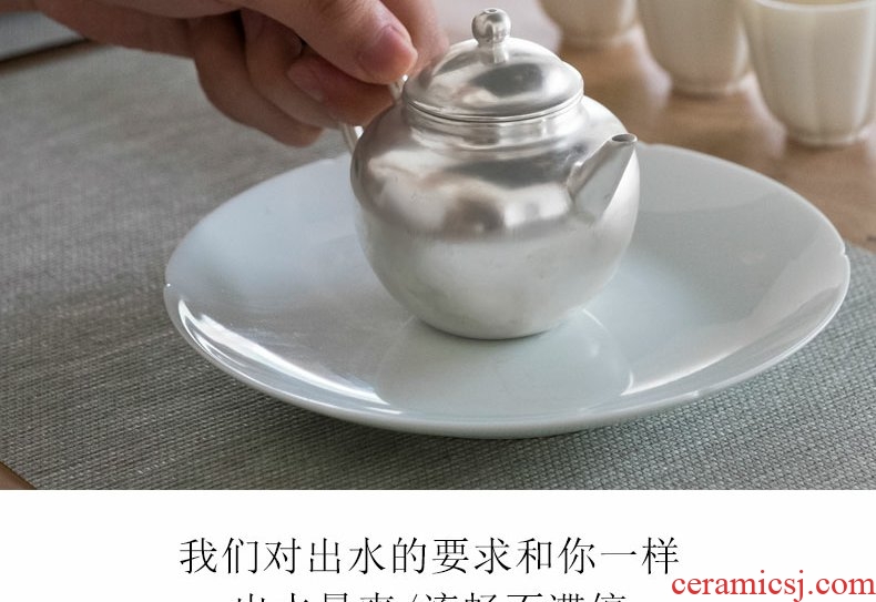 Continuous grain of checking silver pot of jingdezhen ceramic kung fu tea sets teapot household little teapot single pot gift box