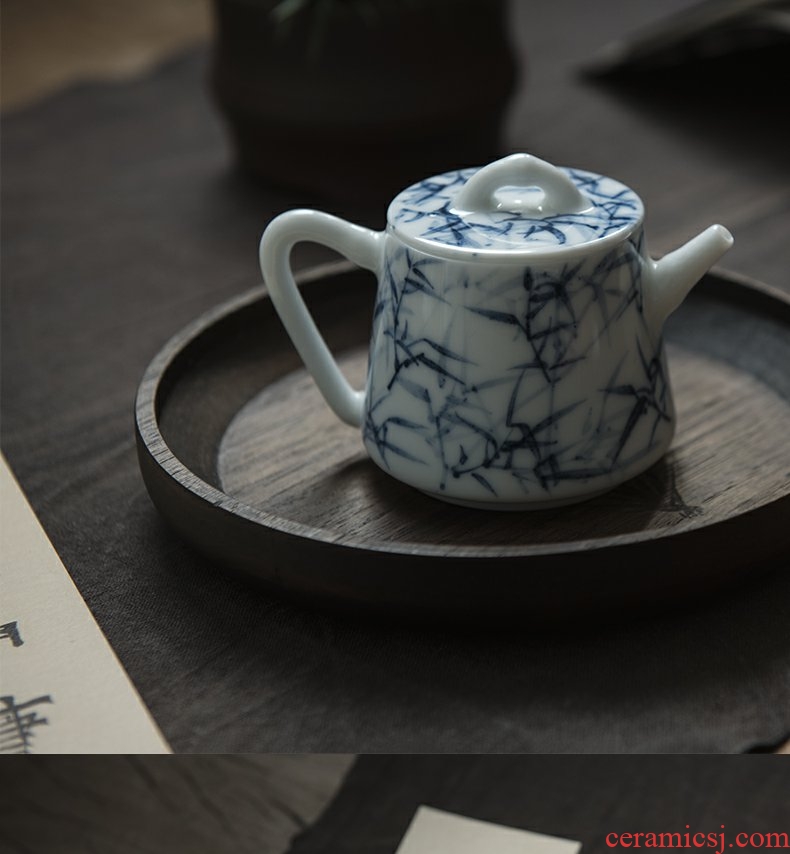 Continuous grain of jingdezhen blue and white porcelain teapot suit kung fu tea set the it household ceramic teapot individual
