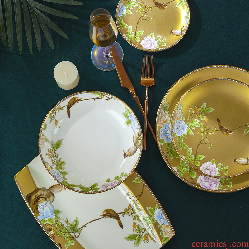 Blower, jingdezhen ceramic tableware suit light dishes to use Chinese wind high - end key-2 luxury ceramics dishes