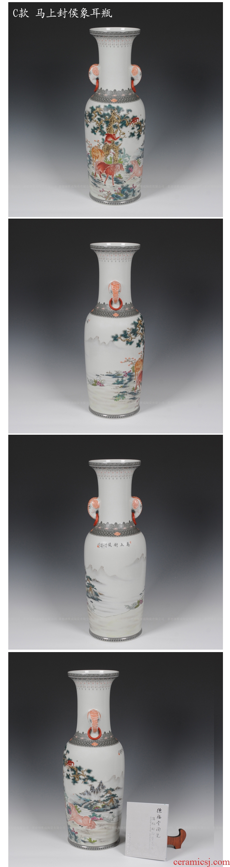 Jingdezhen porcelain furnishing articles fashion checking Zhang Bingxiang hand - made elephant ear vase modern ceramic furnishing articles