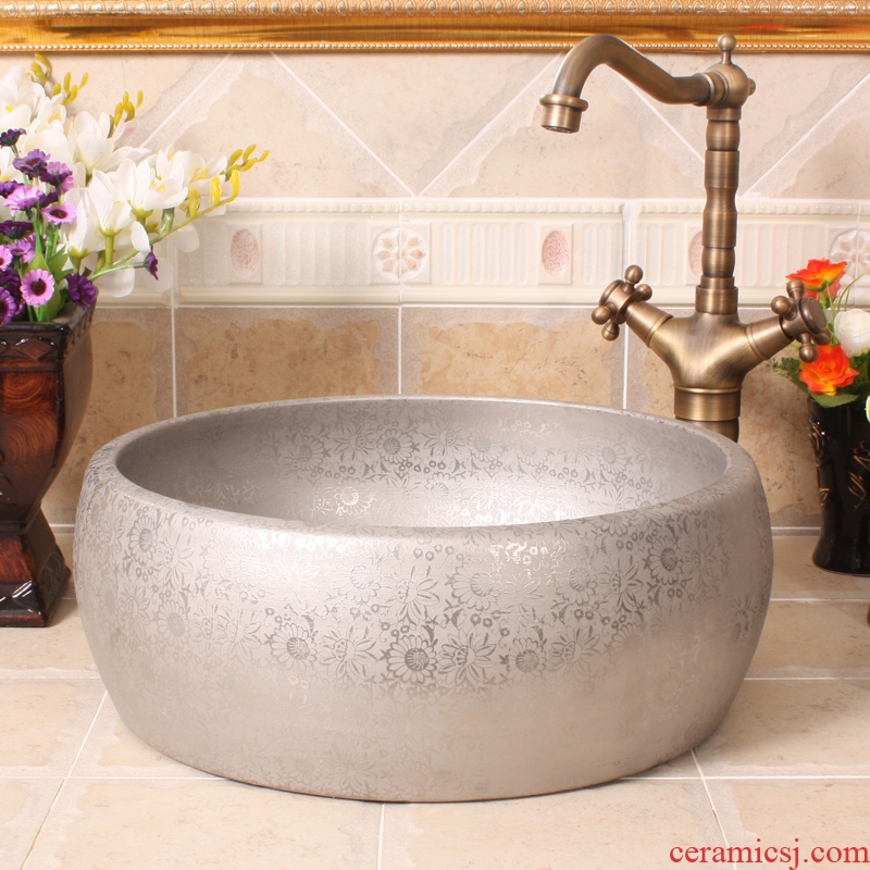 Jingdezhen ceramic lavatory basin basin art on the sink basin birdbath gold - plated waist drum by