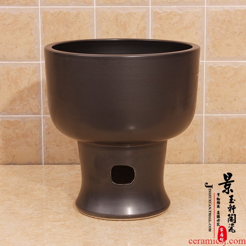 Jingdezhen ceramic art mop pool water - saving conjoined black peony mop pool