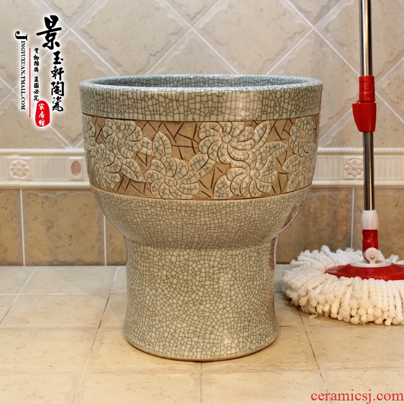Jingdezhen ceramic art mop pool crack flowers 36 cm conjoined mop bucket mop pool the mop bucket