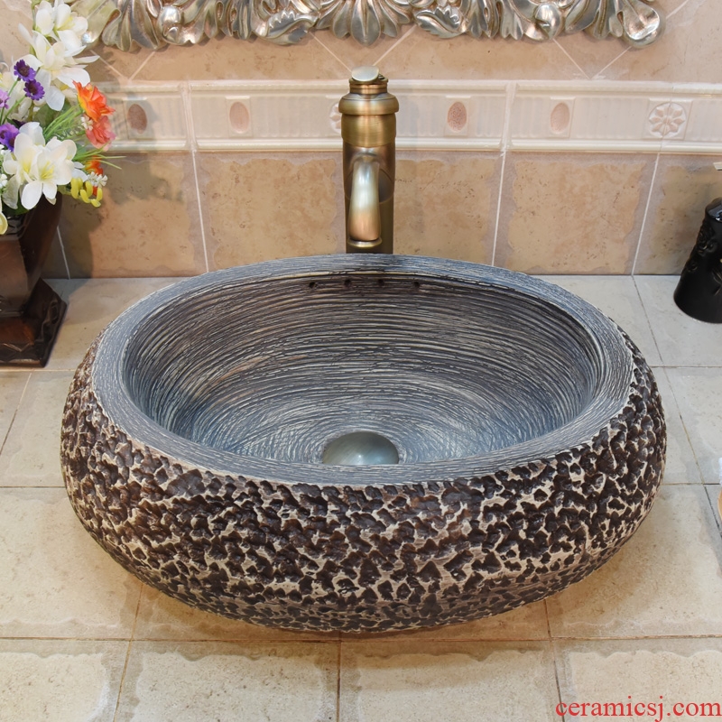 Jingdezhen ceramic sinks the stage basin sink art basin that wash a face basin to double elliptical imitation black lime