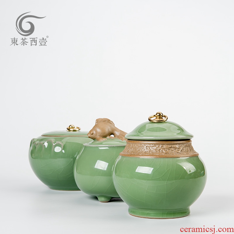 East west tea pot of ceramic pot large puer tea pot shengchan dui caddy fixings large green POTS sealed as cans elder brother up
