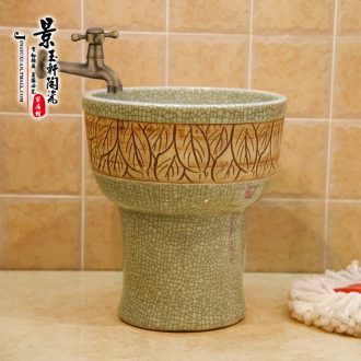 Jingdezhen ceramic new crack imitation stone carving leaves the mop pool mop pool mop bucket of mop bucket under the sink