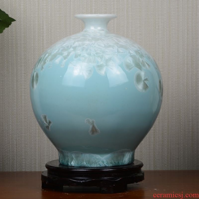 Jingdezhen crystalline glaze ceramic vase dried flowers flower arrangement sitting room European - style table creative household soft adornment is placed