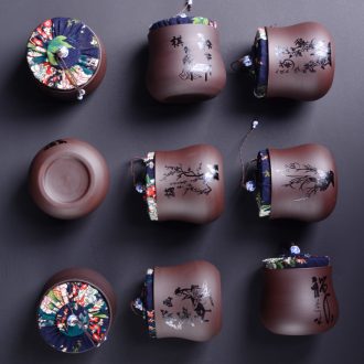 Japanese POTS caddy fixings small purple sand tea accessories tea packing box ceramic seal tank can be customized