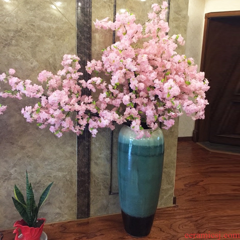 Jingdezhen ceramics of large red vase hotel opening Chinese flower arranging sitting room adornment office furnishing articles - 543535762058