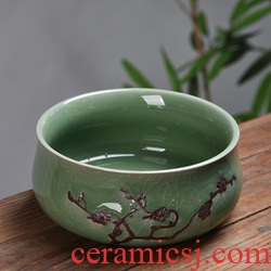 Gorgeous young longquan celadon ceramic tea set portable pu - erh tea storage box storage tanks seal pot large caddy fixings