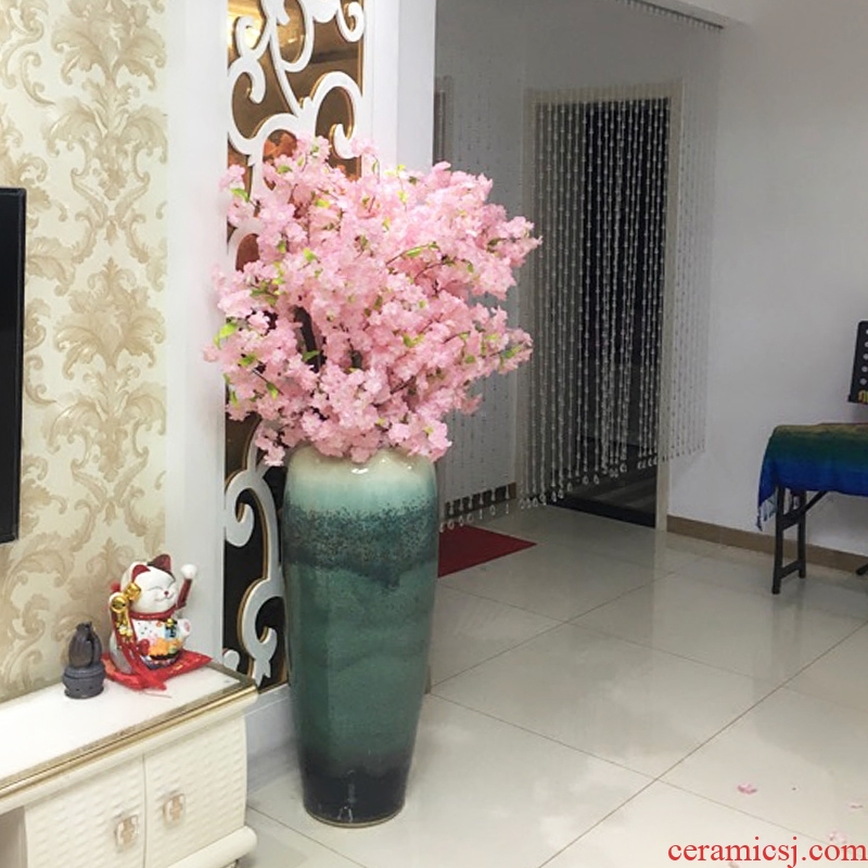 Jingdezhen ceramics of large red vase hotel opening Chinese flower arranging sitting room adornment office furnishing articles - 543535762058