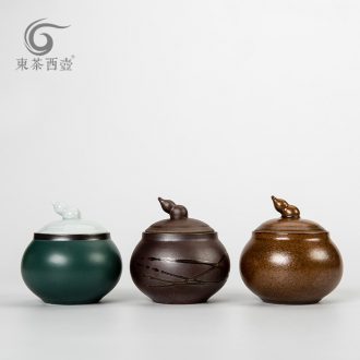 East west pot of ceramic small tea box storage jar airtight jar of puer tea pot lid gourd tea pot trumpet