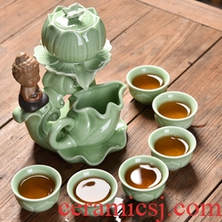 Gorgeous young longquan celadon ceramic tea set portable pu - erh tea storage box storage tanks seal pot large caddy fixings