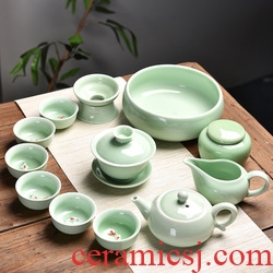 Gorgeous young longquan celadon ceramic tea set portable pu - erh tea storage box storage tanks seal pot large caddy fixings