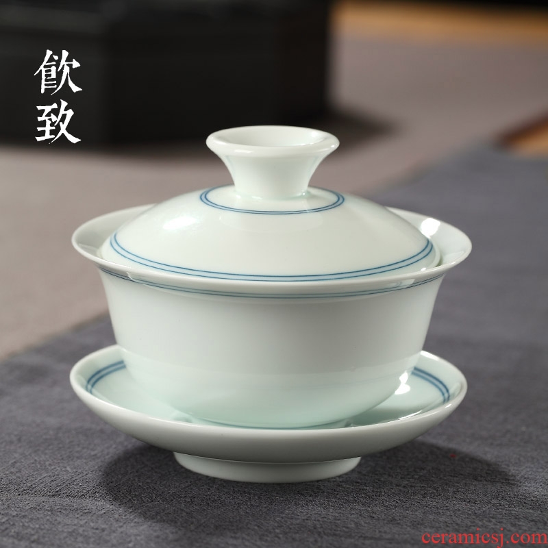 Ultimately responds to jingdezhen blue and white porcelain tureen ceramic cups only three tureen tea bowl hand - made single kung fu tea set