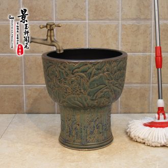 Jingdezhen ceramic mop pool under the antique bronze its lotus pool mop pool mop bucket of 36 cm