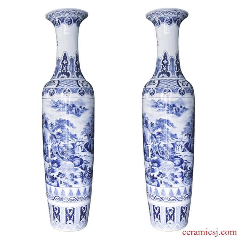 Blue and white porcelain of jingdezhen ceramics hand - made bright future of large vases, modern Chinese style living room decoration furnishing articles