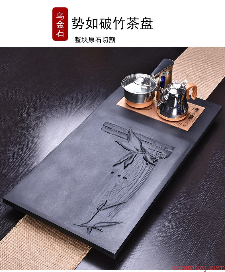 HaoFeng ceramic tea set suit household sharply stone solid wood tea tray of a complete set of kung fu tea tea teapot teacup