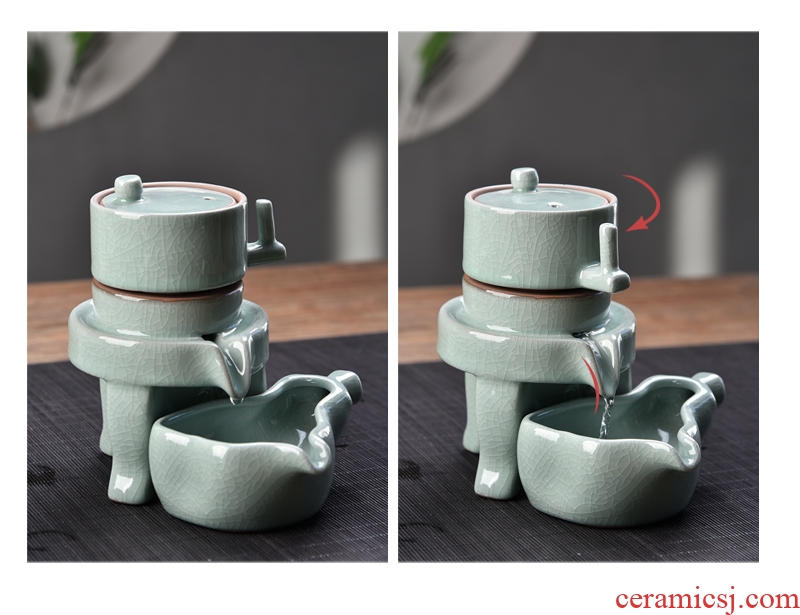 Gorgeous young half automatic kung fu tea set celadon fortunes of household ceramics creative lazy people make tea