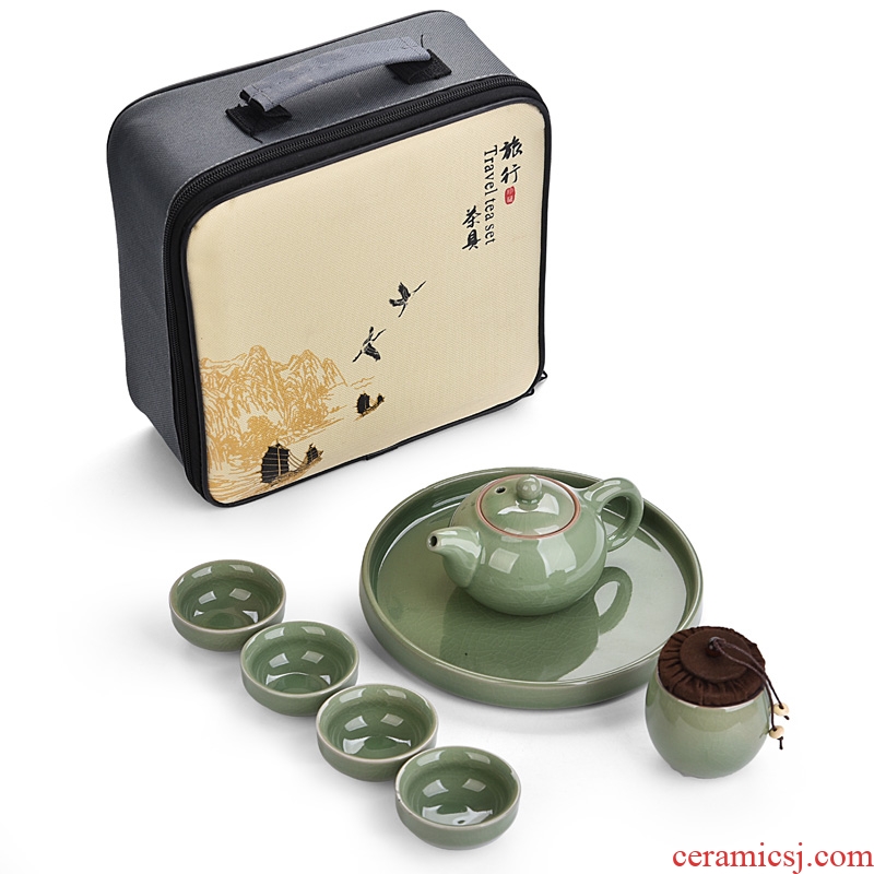 Gorgeous young kung fu tea bag suit portable travel tea set small car travel tea set tea of a complete set of ceramic tea set