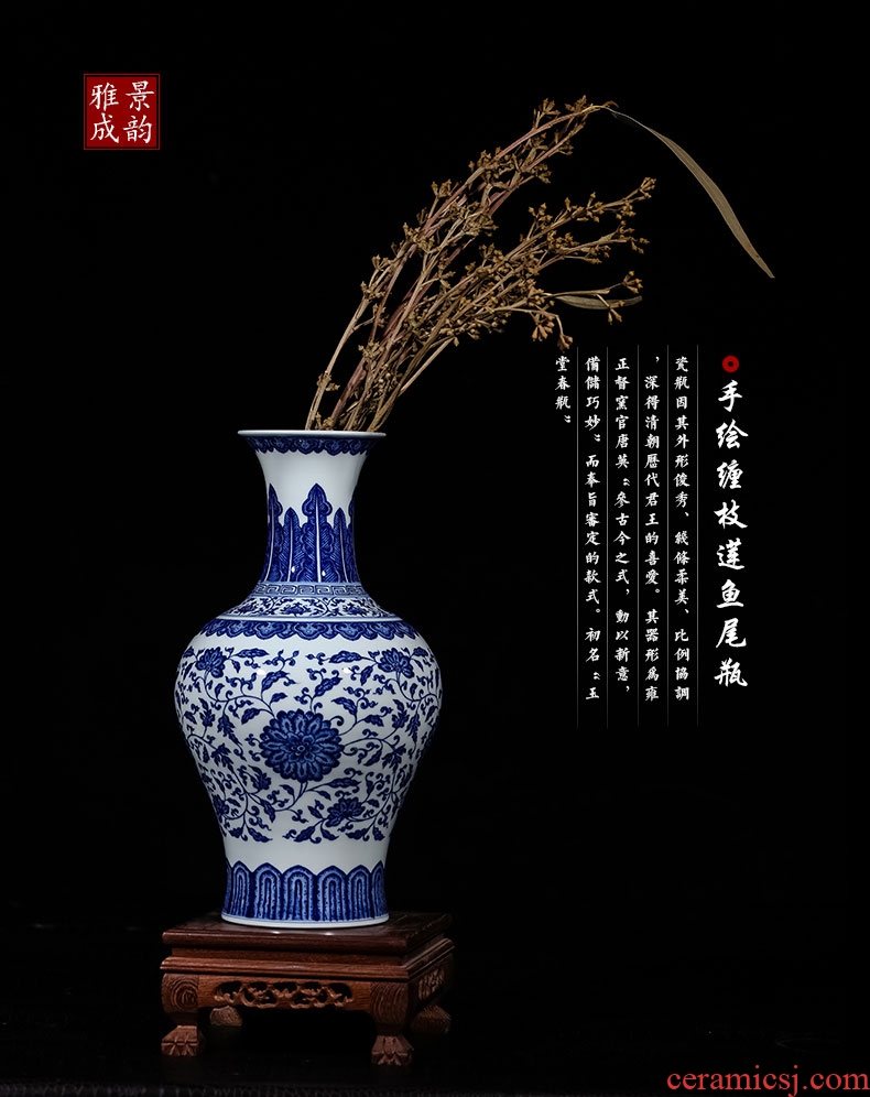 Jingdezhen ceramic antique blue and white porcelain vase of new Chinese style household act the role ofing is tasted I and contracted sitting room porch place