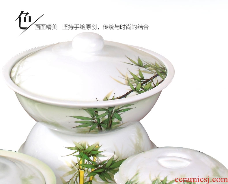 Red leaves jingdezhen ceramic 88 dishes suit Chinese wind tableware Chinese creative move bowls plates gifts