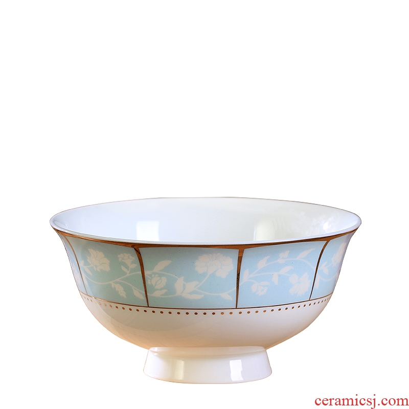 Jingdezhen ceramic bowl household utensils Korean creative contracted ipads porcelain face soup bowl 4.5 inches tall iron bowl