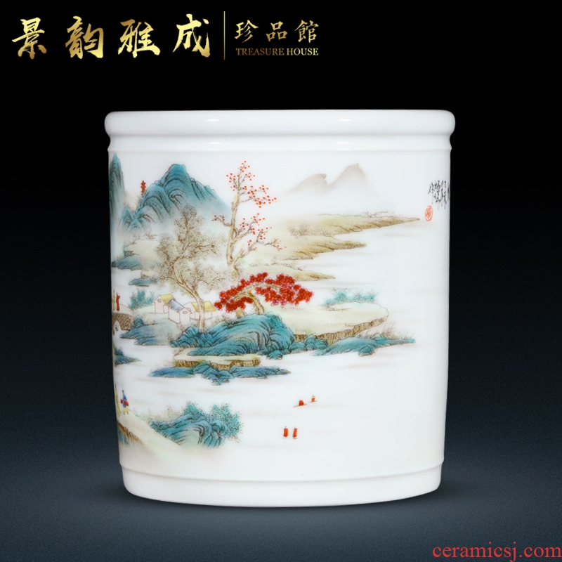 Jingdezhen ceramic vase brush pot of new Chinese style decoration pen pen container handicraft furnishing articles home study office