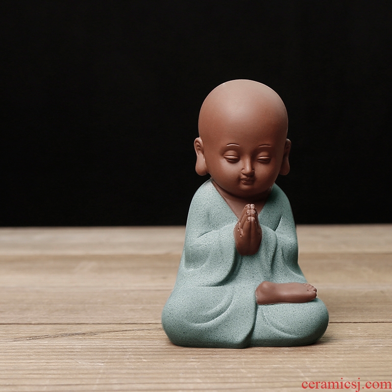 Furnishing articles kongfu zen lovely watch didn 't listen to not to say the young monk tea pet violet arenaceous the little novice monk ceramic tea art