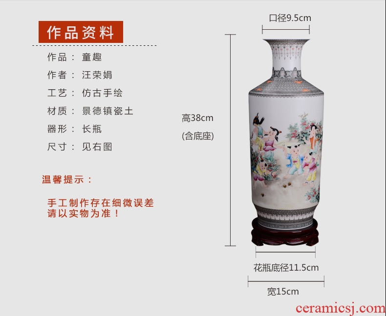 Jingdezhen ceramic hand - made fashion flower vase new sitting room of Chinese style household soft outfit furnishing articles craft ornaments