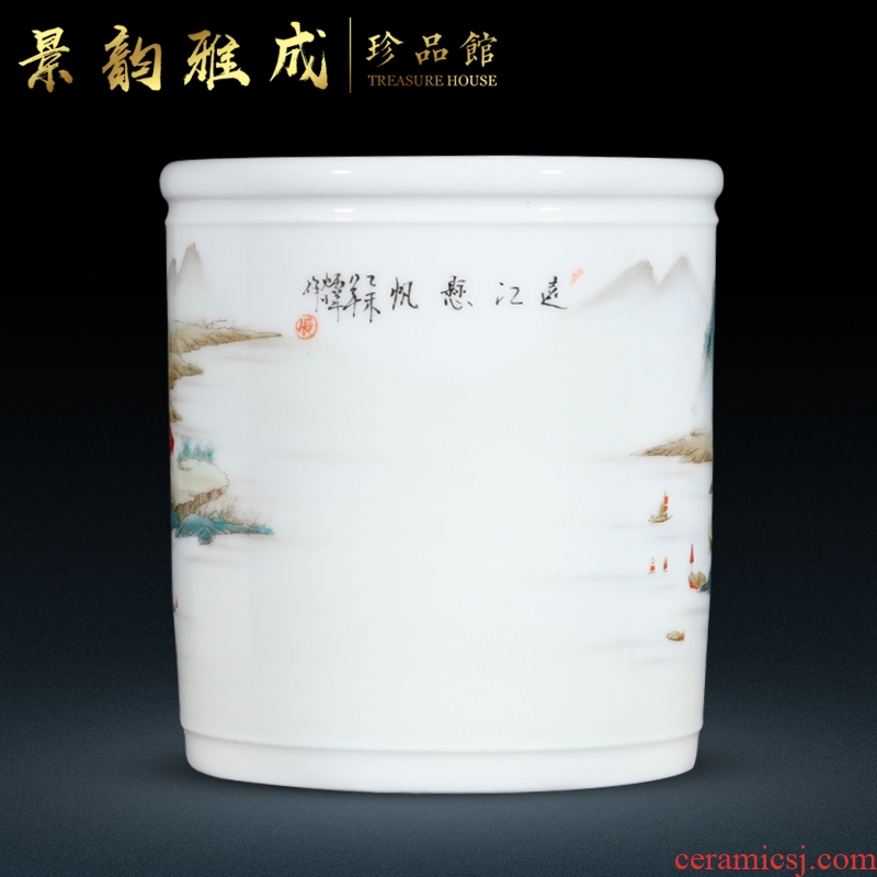 Jingdezhen ceramic vase brush pot of new Chinese style decoration pen pen container handicraft furnishing articles home study office