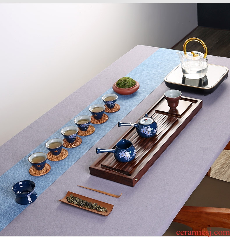 Japanese style restoring ancient ways of ceramic tea set suit household kung fu tea set contracted side put the pot of tea gift box of a complete set of cups