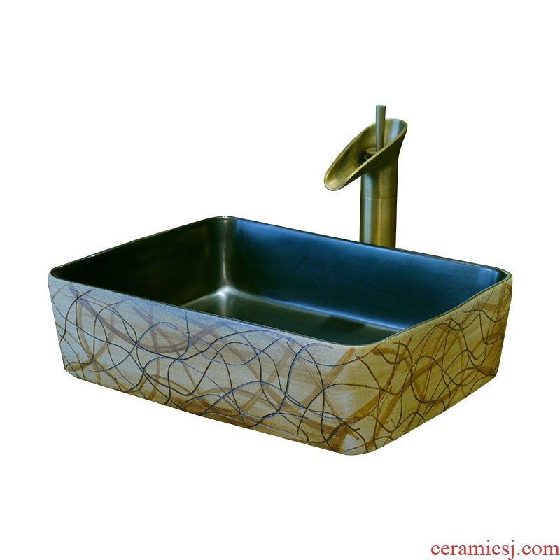 Jingdezhen stage basin ceramic lavabo archaize square retro - styled toilet creative its art basin basin