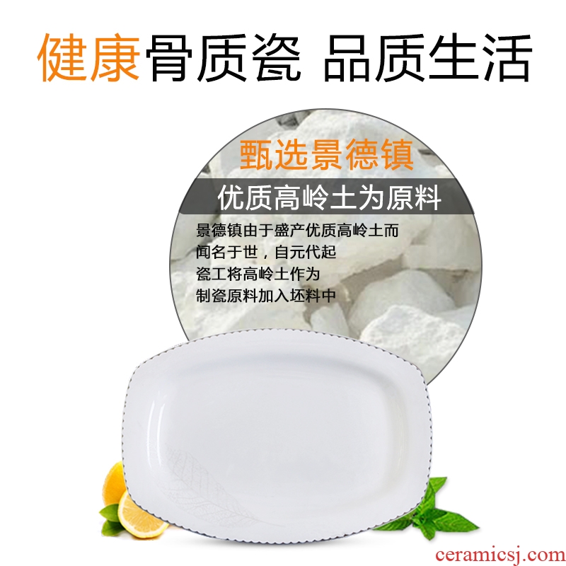 Creative household number fish dish of jingdezhen ceramics tableware can microwave rectangle Chinese dishes simple dishes