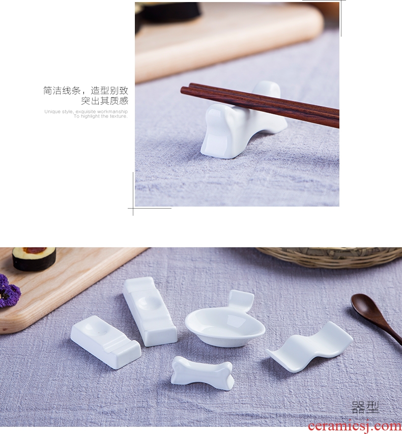 Jingdezhen porcelain spoon, chopsticks pillow creative white chopsticks holder frame hotel set up household ceramic tableware