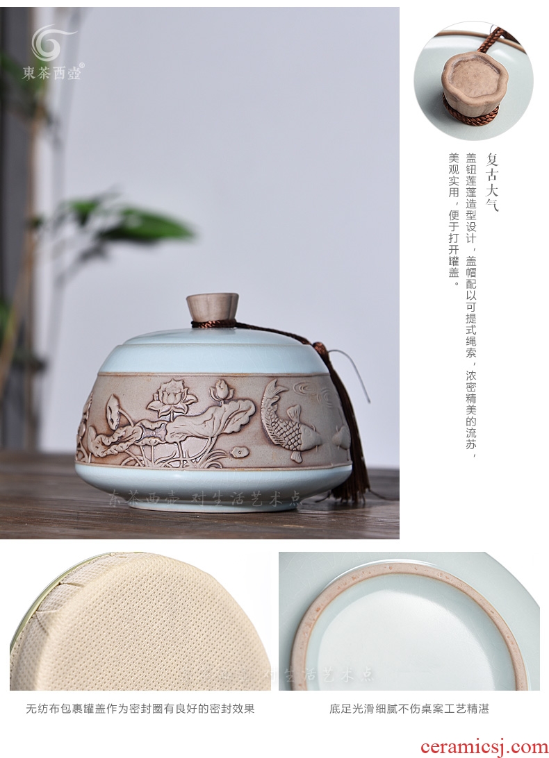 East west tea pot of ceramic tea pot seal box lotus tea warehouse your up fish play anaglyph tea pot