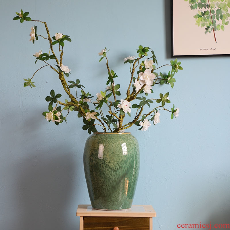 Jingdezhen ceramics classic hand - made color crack glaze pomegranate flowers of blue and white porcelain vase Chinese penjing - 42466682168